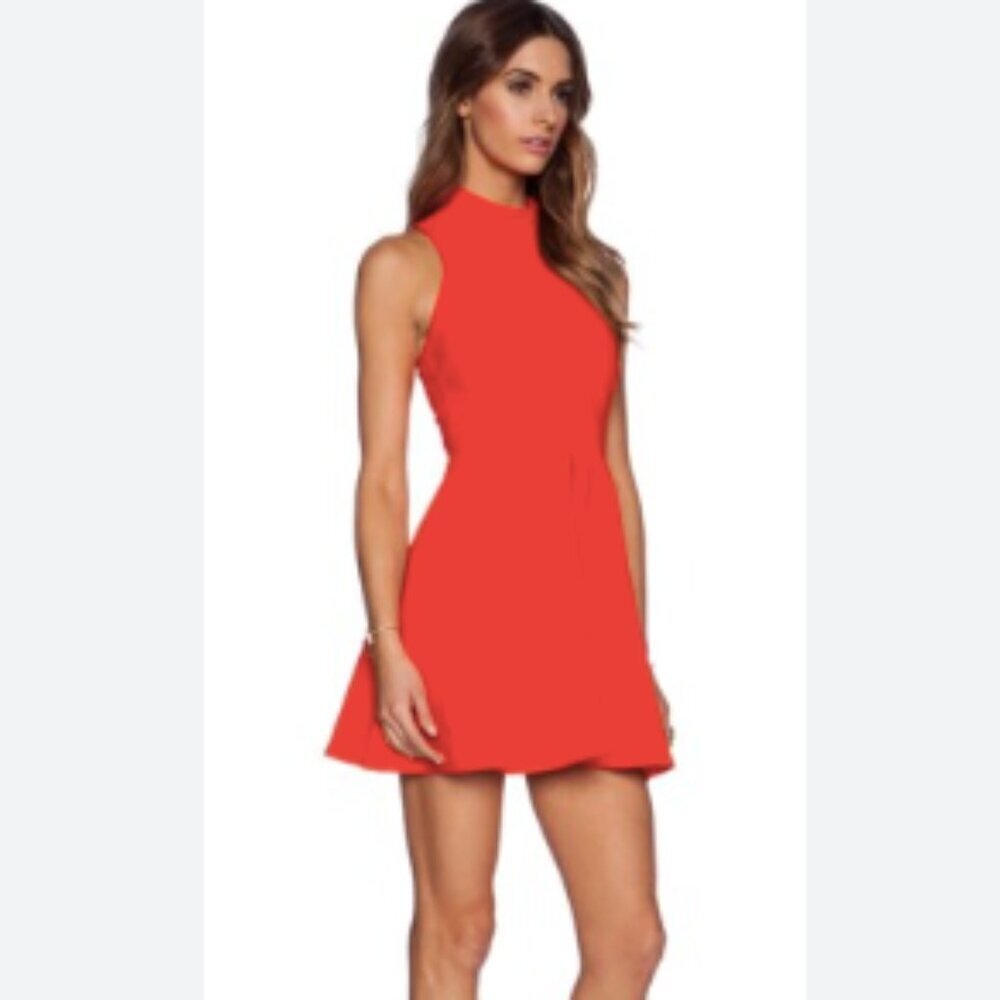 Elizabeth And James Elle Mock Neck Mini Dress Orange 6
